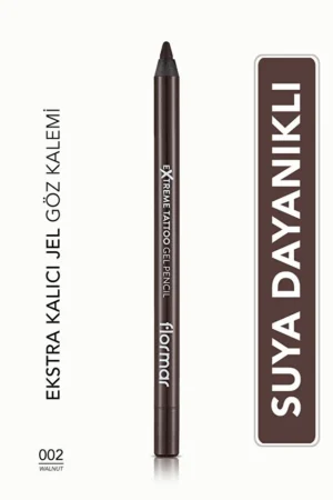 Flormar Suya Dayanıklı Jel Göz Kalemi (KOYU KAHVE) - Extreme Tattoo Gel Pencil - 002 Walnut -