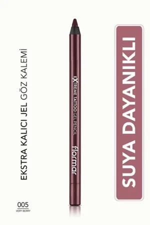 Flormar Mat Kalıcı Göz Kalemi (BORDO) - Extreme Tattoo Gel Pencil - 005 Very Berry