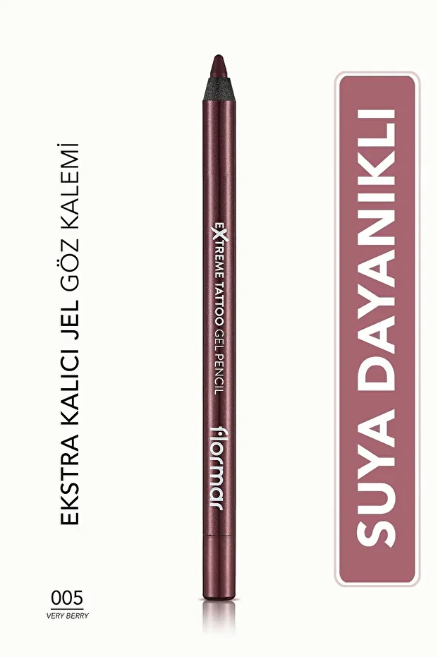 Flormar Mat Kalıcı Göz Kalemi (BORDO) - Extreme Tattoo Gel Pencil - 005 Very Berry