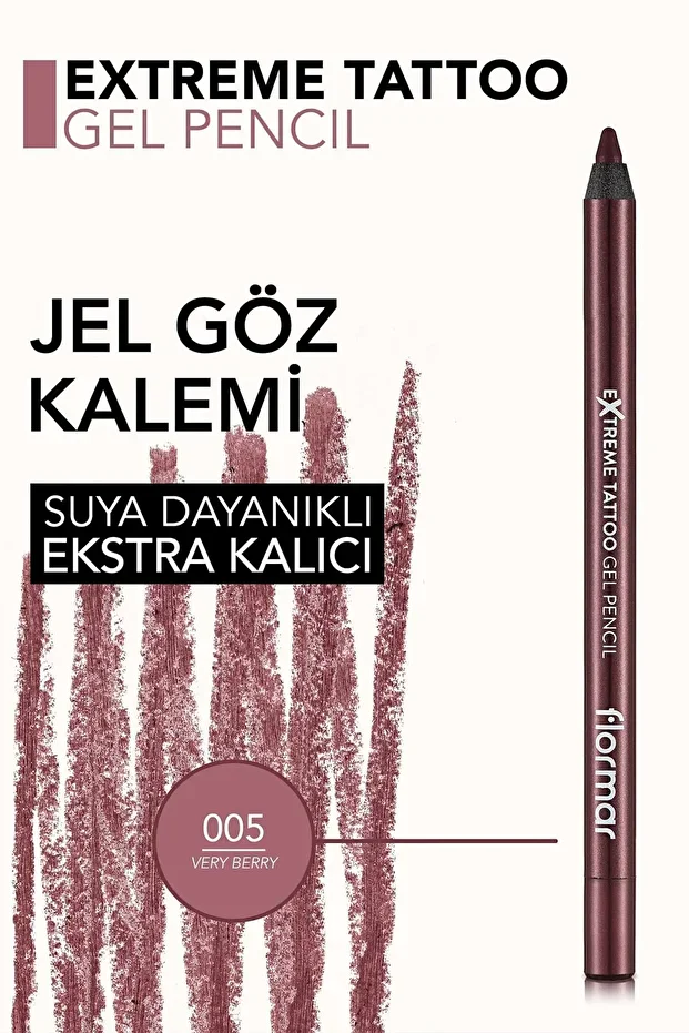 Flormar Mat Kalıcı Göz Kalemi (BORDO) - Extreme Tattoo Gel Pencil - 005 Very Berry - Görsel 2