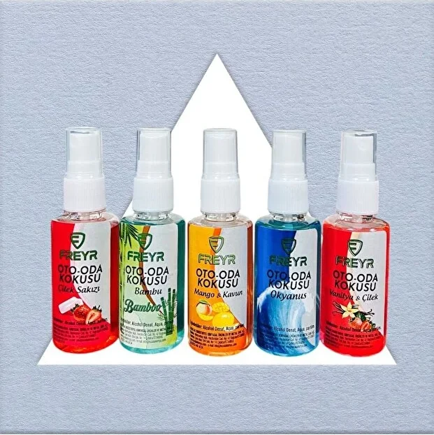 FREYR Ev Ve Araç Kokusu 5Lİ 5X50ML (VANİLYAÇİLEK,MANGO KAVUN,ÇİLEKSAKIZ,ÖZEL BAMBU,OKYANUS)